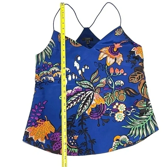 J. Crew Woman 100% SILK Classic Floral Sleeveless Holter Top Size 4 - Picture 11 of 11